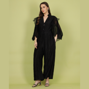 Elegant Black Silk Jumpsuit